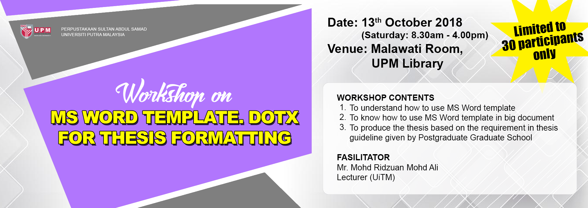 Workshop On Ms Word Template Dotx For Thesis Formatting PORTAL OF 